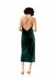 Affordable Midi Cocktail Length Sleek Cowl Neckline Short Formal Velvet Bridesmaid Dress / Prom Dress
