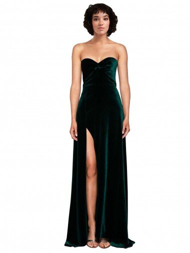 Affordable Sweetheart Fluid Velvet Bridesmaid Dress / Prom Dress with High Split