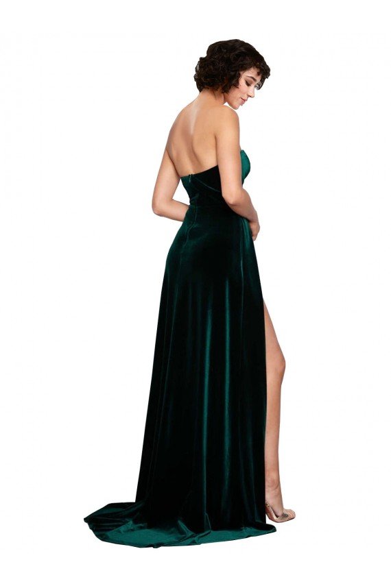 Affordable Sweetheart Fluid Velvet Bridesmaid Dress / Prom Dress with High Split